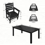 Poly Lumber Patio Dining Chair Set of Two, HIPS Outdoor Ladder Back Chair, Weather Resistant (Black, 2 Piece)