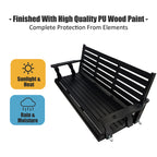 Wooden Porch Swing, Ergonomic Seat, Bench Swing with Hanging Chains and 7mm Springs, Heavy Duty 800 LBS, for Outdoor Patio Garden Yard (Carbon Black, 3-Seater Extra Large)