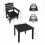 Poly Lumber Patio Dining Chair Set of Two, HIPS Outdoor Ladder Back Chair, Weather Resistant (Black, 2 Piece)