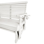 HDPE Patio Glider, Poly Lumber Weather-Resistant Outdoor Glider Bench, for Patio, Porch, Yard (Ivory White, 2-Seater)