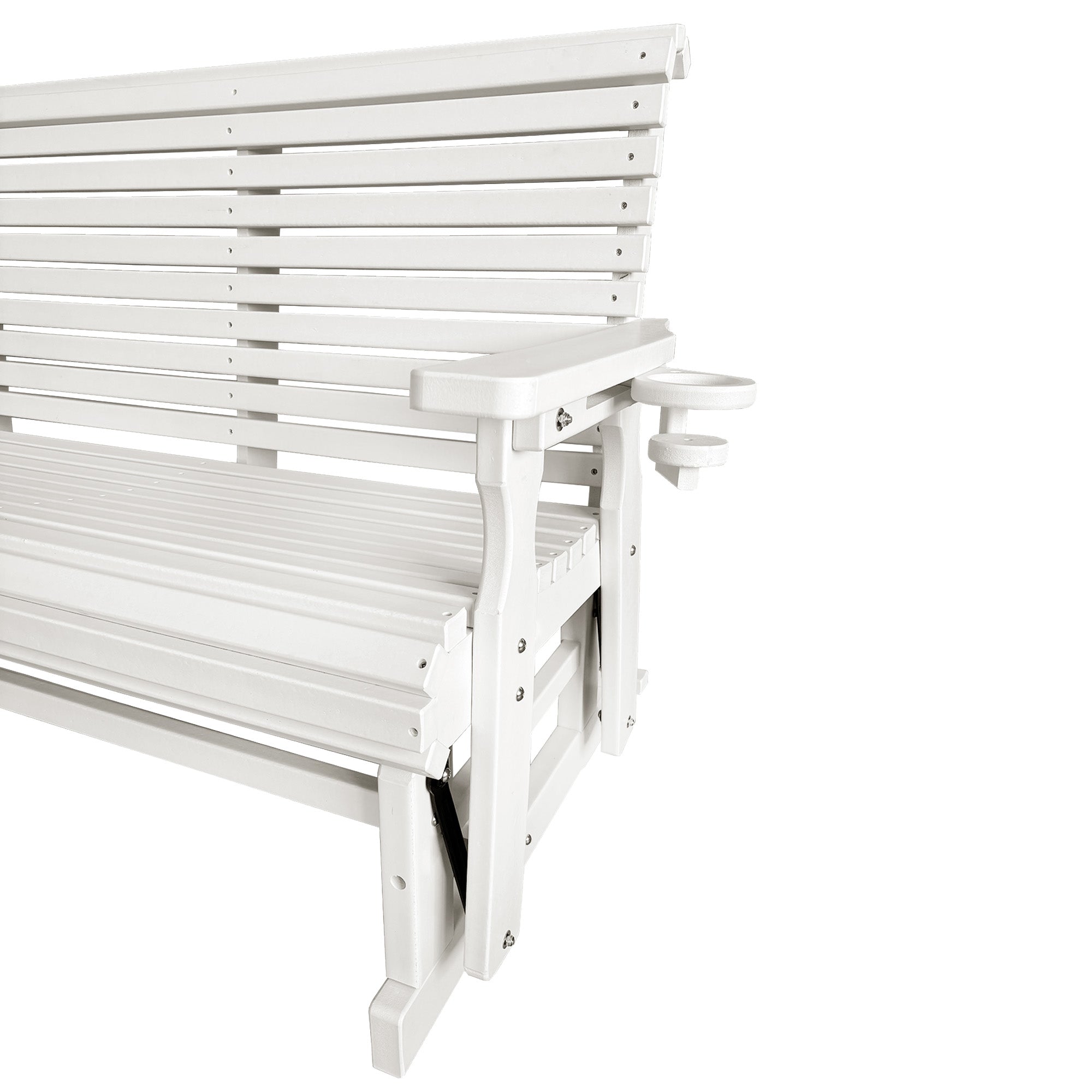 HDPE Patio Glider, Poly Lumber Weather-Resistant Outdoor Glider Bench, for Patio, Porch, Yard (Ivory White, 2-Seater)