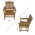 Poly Lumber Patio Dining Chair Set of Two, HIPS Outdoor Dining Chairs, Weather Resistant, Slat Back (2 Piece, Teak Tone)
