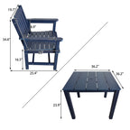 Modern HDPE Patio Dining Set, Poly Lumber Table and Chair, with Umbrella Hole, Weather Resistant, for Outdoor, Yard, Lawn (Navy Blue, 5 Piece - 36.2'' Table)
