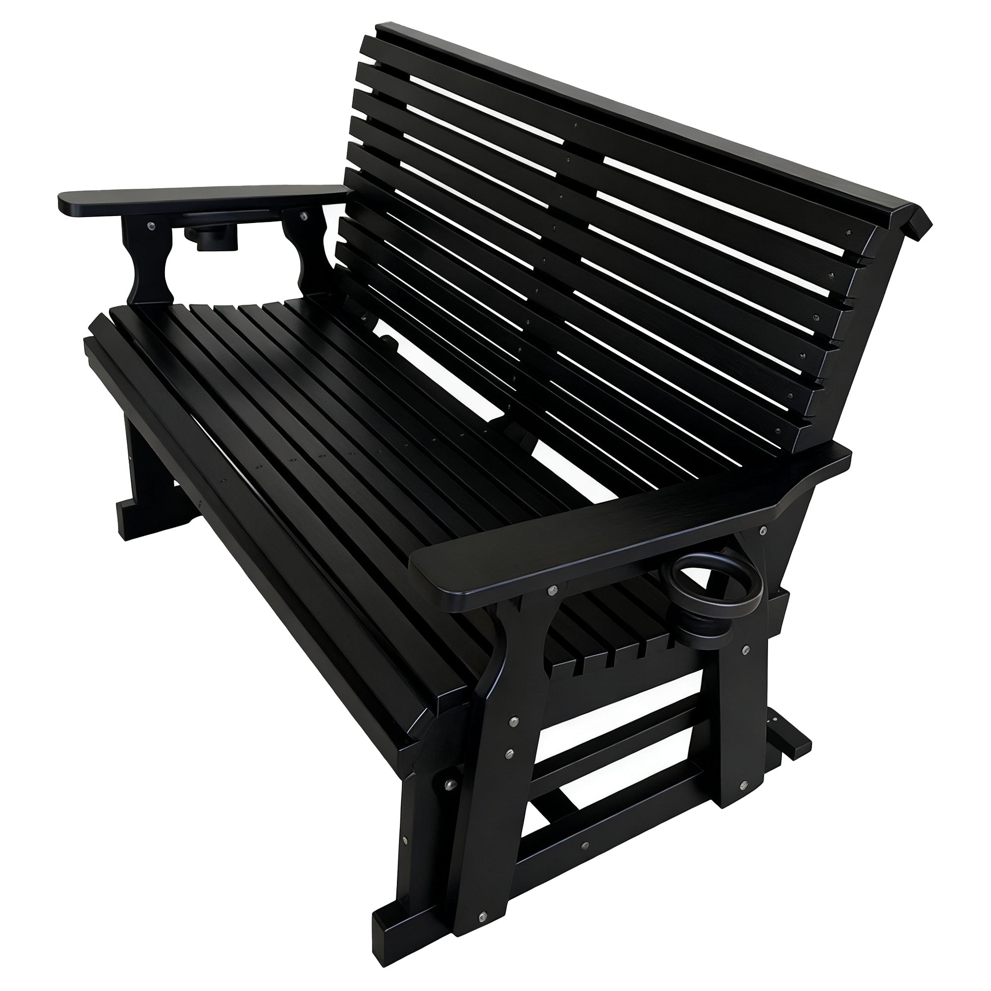 HDPE Patio Glider, Poly Lumber Weather-Resistant Outdoor Glider Bench, for Patio, Porch, Yard, Black
