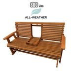 Patio Glider with Foldable Cup Holders, High Roll Back and Deep Contoured Seat, Heavy Duty 880 Lb (Brown, 2-Seater)