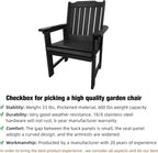 HDPE Patio Dinning Chair, Outdoor Chair with 18/8 Stainless Steel Hardware, Heavy Duty 600 LBS, for Outdoor Patio Garden Yard (Carbon Black)