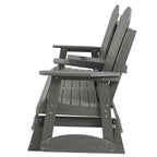HIPS Patio Glider with Foldable Cup Holders, Durable Poly Lumber Material, All-Weather Resistant, High Backrest and Deep Contoured Seat, Heavy Duty 900 LB, for Outdoor, Porch, Patio (Gray, 3-Seat)