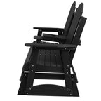 HIPS Patio Glider with Foldable Cup Holders, Durable Poly Lumber Material, All-Weather Resistant, High Backrest and Deep Contoured Seat, Heavy Duty 900 LB, for Outdoor, Porch, Patio (Black, 3-Seat)