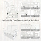 Fortune Candy Patio Glider with Cup Holders, High Roll Back and Deep Contoured Seat,Heavy Duty 800 Lb (White, 2-Seater)