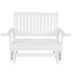 HIPS Patio Glider with Cup Holders, Durable Poly Lumber Material, All-Weather Resistant, High Backrest and Deep Contoured Seat, Heavy Duty 900 LB, for Outdoor, Porch, Patio (White, 2-Seat)