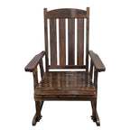 Wooden Patio Rocking Chair with Comfortable Backrest Inclination, High Backrest and Deep Contoured Seat, Solid Fir Wood, Heavy Duty 600 LBS, for Both Outdoor and Indoor (Deep Brown - 2 Pieces)