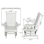 Wooden Patio Glider for One Person, with High Backrest and Deep Contoured Seat, Solid Fir Wood, Heavy Duty 600 LBS (White, 1-Seater)