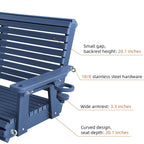 HDPE Porch Swing with 18/8 Stainless Steel Bolts, Ergonomic Design, Ultra Weather-Resistant, Heavy Duty 1200 LBS, for Outdoor Patio Garden Yard（Navy Blue）