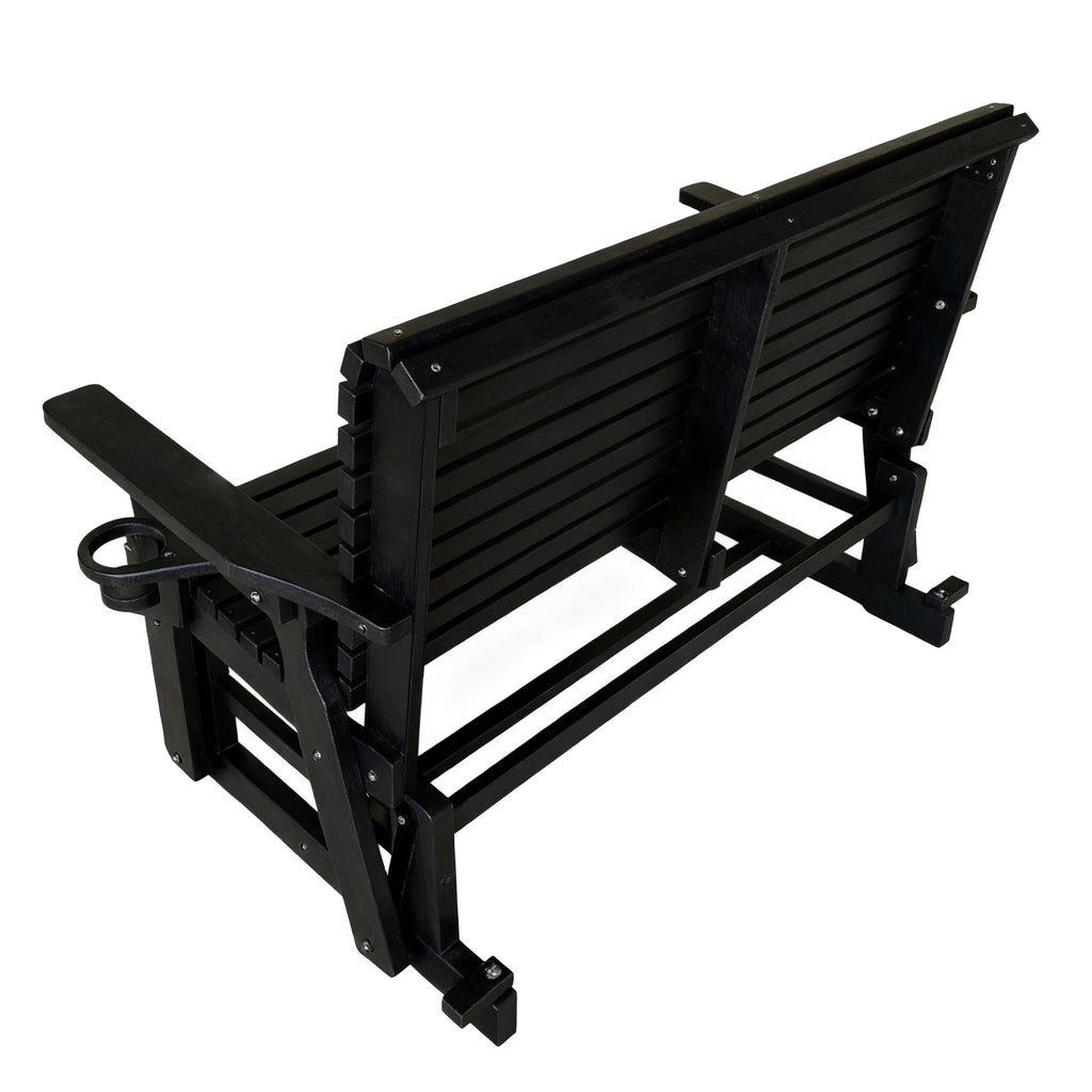 HDPE Patio Glider, Poly Lumber Weather-Resistant Outdoor Glider Bench, for Patio, Porch, Yard, Black