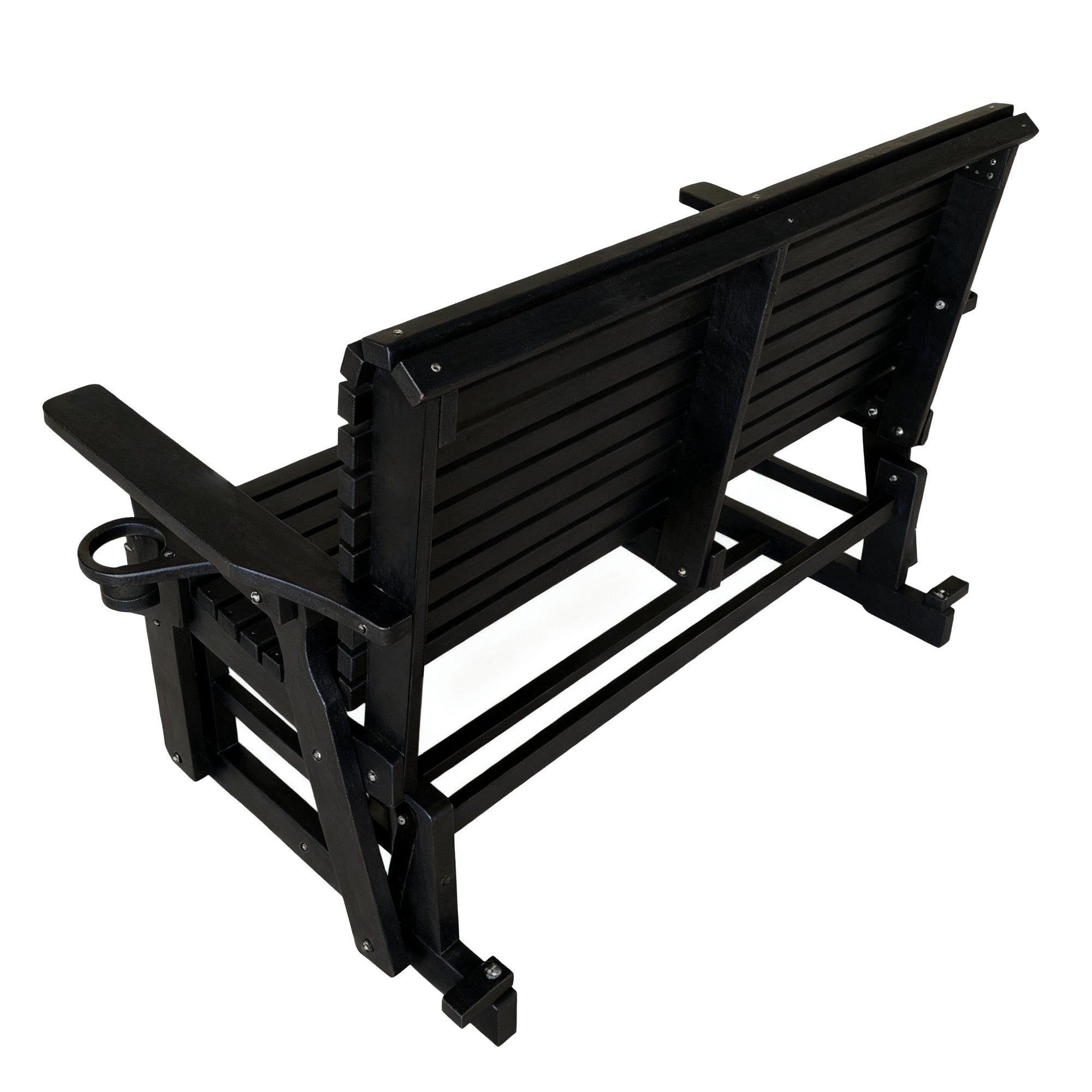 HDPE Patio Glider, Poly Lumber Weather-Resistant Outdoor Glider Bench, for Patio, Porch, Yard, Black