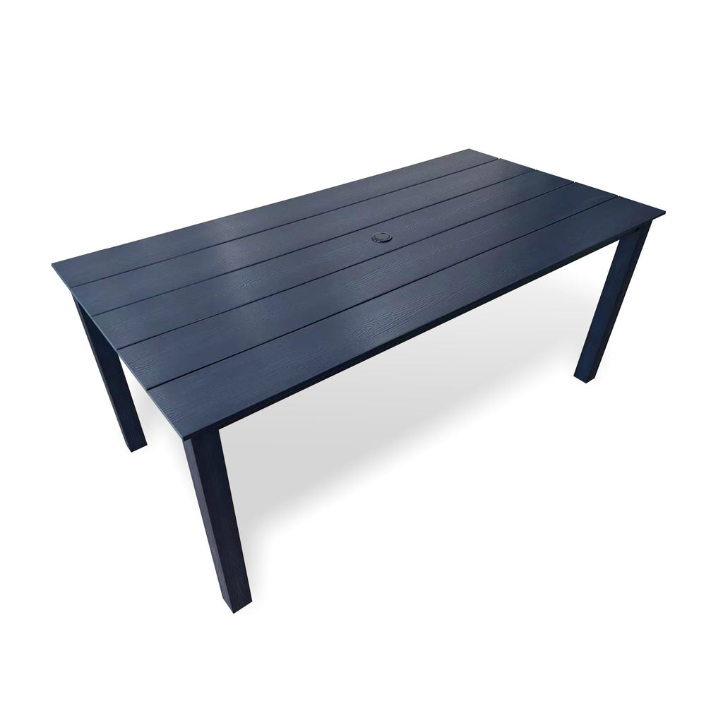 70.9-Inches Poly Lumber Outdoor Dining Table, HIPS Patio Dining Table with Umbrella Hole, Weather Resistant (Navy Blue, 1 Piece)