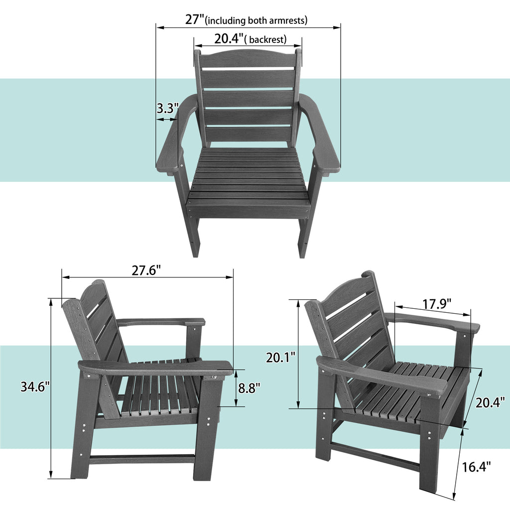 Modern HDPE Patio Dining Chair, Weather Resistant, for Outdoor, Garden, Yard, Lawn (Grey, 1 Piece - Chair)