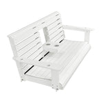 Poly Lumber 3-Seat Porch Swing, HIPS 5-Feet Bench Swing with Foldable Cup Holders,18/8 Stainless Steel Hardware, High Backrest and Deep Contoured Seat, White