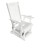 Wooden Patio Glider for One Person, with High Back and Deep Contoured Seat, Solid Fir Wood, Heavy Duty 600 LBS (Slat Back, White)