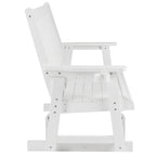 HIPS Patio Glider with Cup Holders, Durable Poly Lumber Material, All-Weather Resistant, High Backrest and Deep Contoured Seat, Heavy Duty 900 LB, for Outdoor, Porch, Patio (White, 2-Seat)