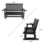 HIPS Patio Glider with Cup Holders, All-Weather Resistant, High Backrest and Deep Contoured Seat, Heavy Duty 900 LB (3 Seat - Carbon Black)