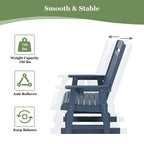 Poly Lumber Patio Glider for One Person, with Cup Holders, High Backrest and Deep Contoured Seat, HIPS Material, All-Weather Resistant, Heavy Duty 700 LBS (Navy Blue)