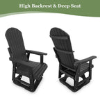 HIPS Swivel Patio Glider, Poly Lumber Weather Resistant Outdoor Chair, for Patio, Porch, Yard (Matte Black)