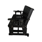 Fortune Candy Patio Glider with Cup Holders, High Roll Back and Deep Contoured Seat,Heavy Duty 800 Lb (Black, 2-Seater)