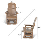 HIPS Swivel Patio Glider, Poly Lumber Weather Resistant Outdoor Chair, for Patio, Porch, Yard (Brown)