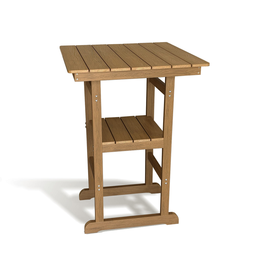 Poly Lumber Patio Bar Table, HIPS, Weather Resistant, for Outdoor, Poolside, Garden, Yard, Balcony (1 Piece, Teak Tone)