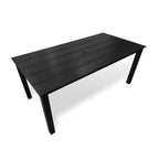 70.9-Inches Poly Lumber Outdoor Dining Table, HIPS Patio Dining Table with Umbrella Hole, Weather Resistant (Black, 1 Piece)