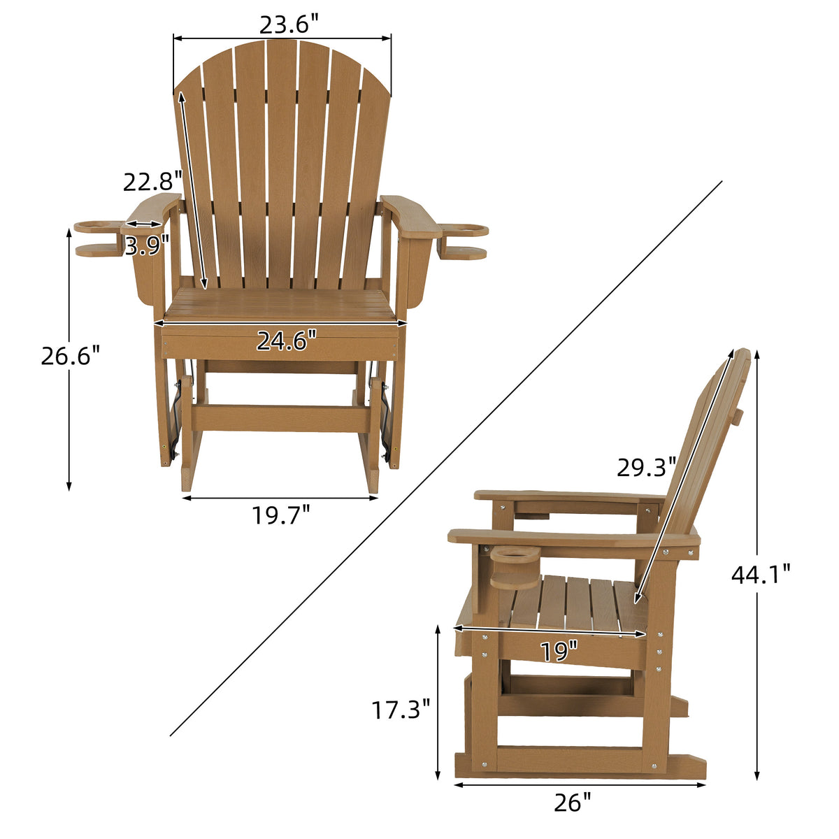 Fortune Candy HDPE Patio Glider Chair, Weather-Resistant, for Outdoor, Patio, Porch, Yard  (Brown, 1-Seat)