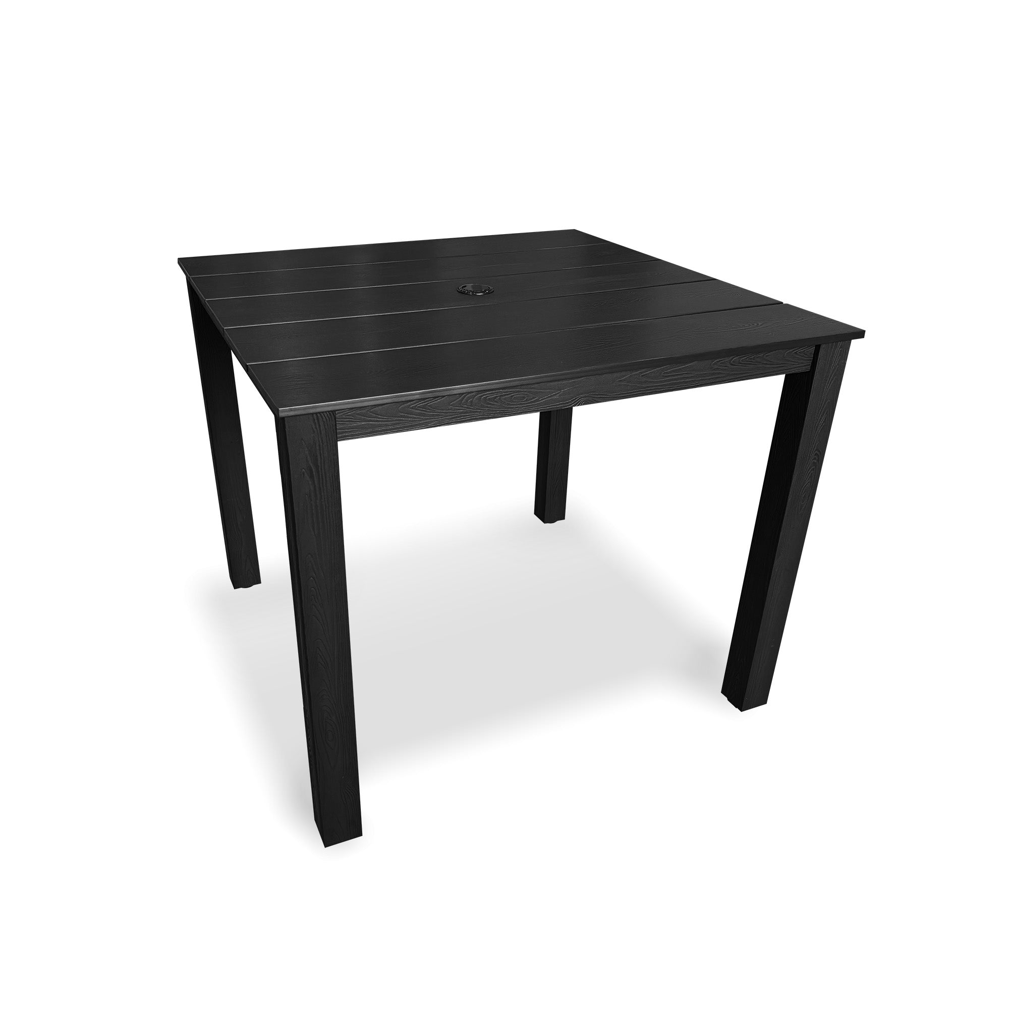 Poly Lumber Patio Dining Table, 36.2-Inches HIPS Outdoor Dining Table with Umbrella Hole, Weather Resistant (Black, 1 Piece)