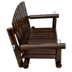 Rustic Log Wooden Porch Swing, Heavy-Duty 900 LBS, Outdoor Hanging Bench for Patio, Garden, Yard – Solid Fir Wood, Handcrafted, Weather-Resistant Finish