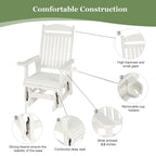 Poly Lumber Patio Glider for One Person, with Cup Holders, High Backrest and Deep Contoured Seat, HIPS Material, All-Weather Resistant, Heavy Duty 700 LBS (Ivory White)