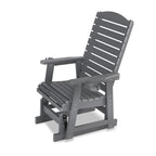 Poly Lumber Patio Glider for One Person, with Cup Holders, High Backrest and Deep Contoured Seat, HIPS Material, All-Weather Resistant, Heavy Duty 700 Pounds (Classic Gray)