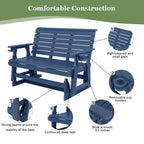 HDPE Patio Glider, Poly Lumber Weather-Resistant Outdoor Glider Bench, for Patio, Porch, Yard,  (Navy Blue, 2-Seater)