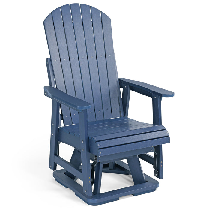 HIPS Swivel Patio Glider, Poly Lumber Weather Resistant Outdoor Chair, for Patio, Porch, Yard (Navy Blue)