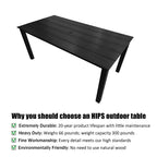 70.9-Inches Poly Lumber Outdoor Dining Table, HIPS Patio Dining Table with Umbrella Hole, Weather Resistant (Black, 1 Piece)