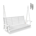 Wooden Porch Swing, Ergonomic Seat, Bench Swing with Hanging Chains and 7mm Springs, Heavy Duty 800 LBS, for Outdoor Patio Garden Yard (White, 3-Seater Extra Large)