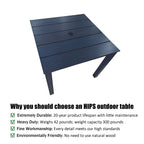 Poly Lumber Patio Dining Table, 36.2-Inches HIPS Outdoor Dining Table with Umbrella Hole, Weather Resistant (Navy Blue, 1 Piece)