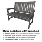 Poly Lumber Outdoor Bench, HIPS All-Weather Bench, Never Rots or Fades, for Patio, Porch, Garden and Park, 700 lbs Weight Capacity (Gray, 44-inch)