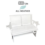 Fortune Candy Patio Glider with Cup Holders, High Roll Back and Deep Contoured Seat,Heavy Duty 800 Lb (White, 2-Seater)