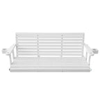 Fortune Candy Extended 3-Seater Wooden Porch Swing with Seat Cushion, Cup Holders, Hanging Chains and 7mm Springs, Heavy Duty 880 LBS (White, 5.5 FT)