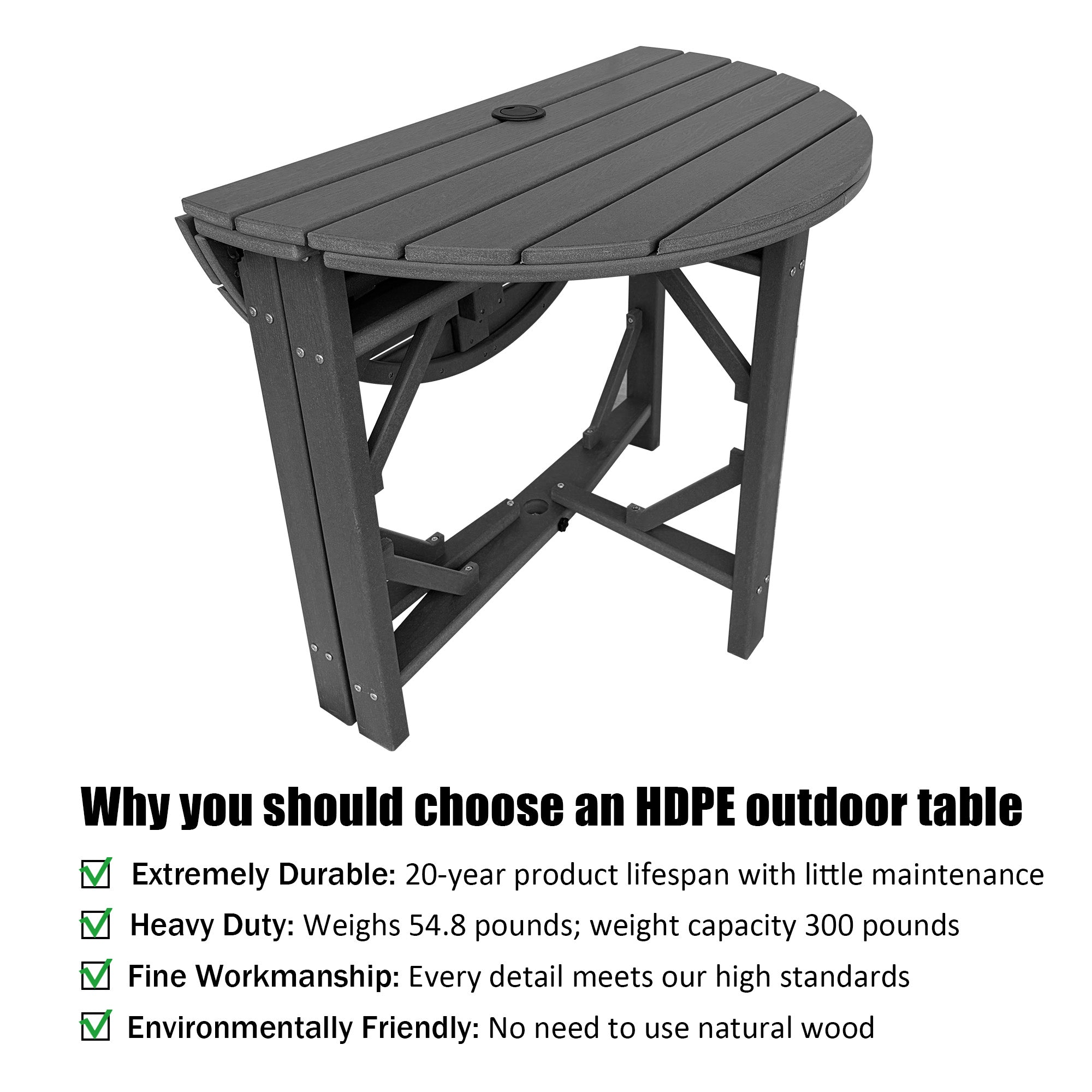 HDPE Patio Round Table 36 " All-Weather Outdoor Dining Table for Garden,Patio,Backyard