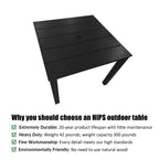 Poly Lumber Patio Dining Table, 36.2-Inches HIPS Outdoor Dining Table with Umbrella Hole, Weather Resistant (Black, 1 Piece)