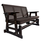Patio Glider with Cup Holders, High Roll Back and Deep Contoured Seat, Heavy Duty 880 Lb (Rustic, 3-Seater)