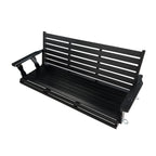 Wooden Porch Swing, Ergonomic Seat, Bench Swing with Hanging Chains and 7mm Springs, Heavy Duty 800 LBS, for Outdoor Patio Garden Yard (Carbon Black, 3-Seater Extra Large)