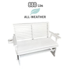 Fortune Candy Patio Glider with Cup Holders, High Roll Back and Deep Contoured Seat,Heavy Duty 800 Lb (White, 2-Seater)