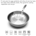 Fortune Candy 8-Inch Fry Pan with Lid, 3-ply, 18/8 Stainless Steel